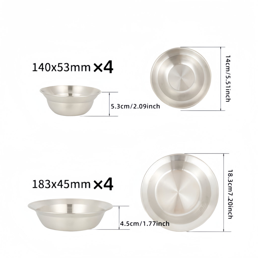 16 PCs\u002FSet Outdoor Tableware Set: Stainless Steel BBQ Picnic Plate, Bowl, Tableware and Storage Bag-Perfect for Camping Plastic Cutlery Set with Napkin, Ramadan Supplies