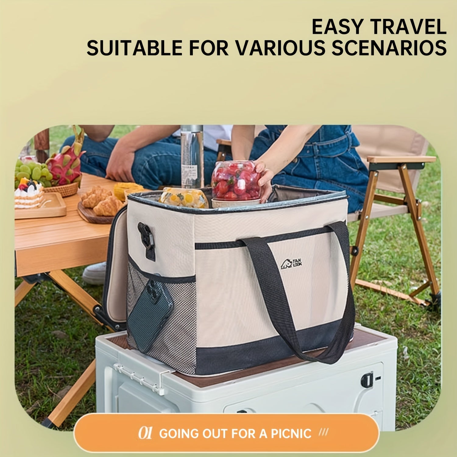 Insulated Bag, Cooler Box, Outdoor Insulated Cooler, Car Refrigerator Bag, Portable Insulated Bag, Large-Capacity Cooler Bag
