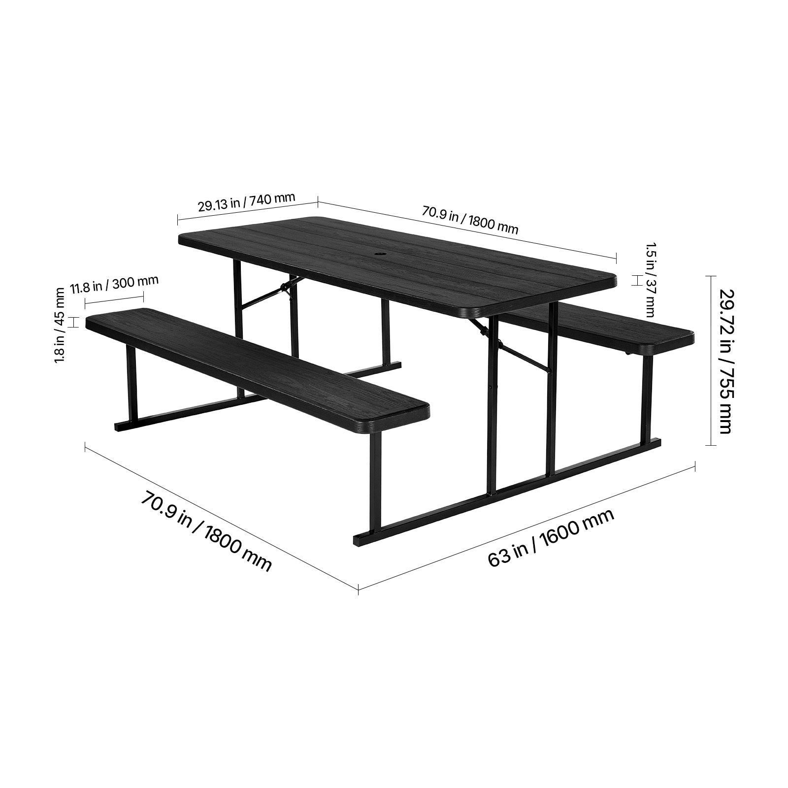 VEVOR Picnic Table Foldable Steel Camping Table Chair Garden Indoor Outdoor
