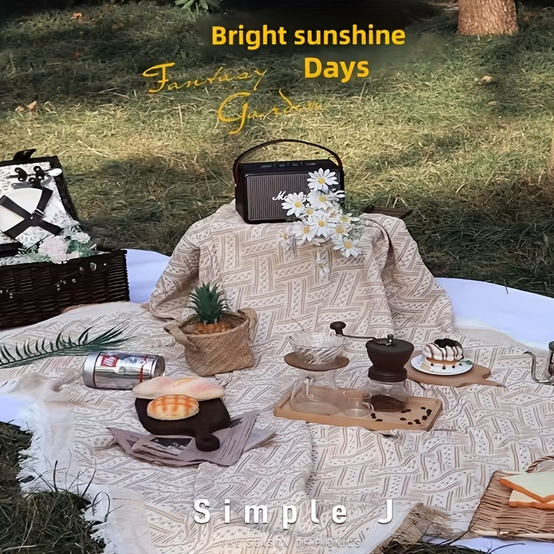 91 X 71 Extra Large Outdoor Picnic Blanket - Woven Yarn Extra Large Beach Blanket with Tassel, Bohemian Style, Sand Portable for Spring\u002F Summer Camping, Picnics, Backyard Non-Food Direct Contact