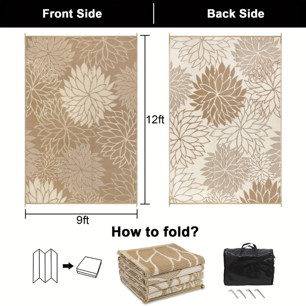 Outdoor Mat, Reversible Plastic Straw Patio Camping Mat, Indoor Outdoor RV Mat Mat for Deck, Camper, Porch, Balcony, Backyard, Picnic