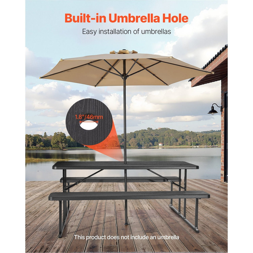 VEVOR Picnic Table Foldable Steel Camping Table Chair Garden Indoor Outdoor