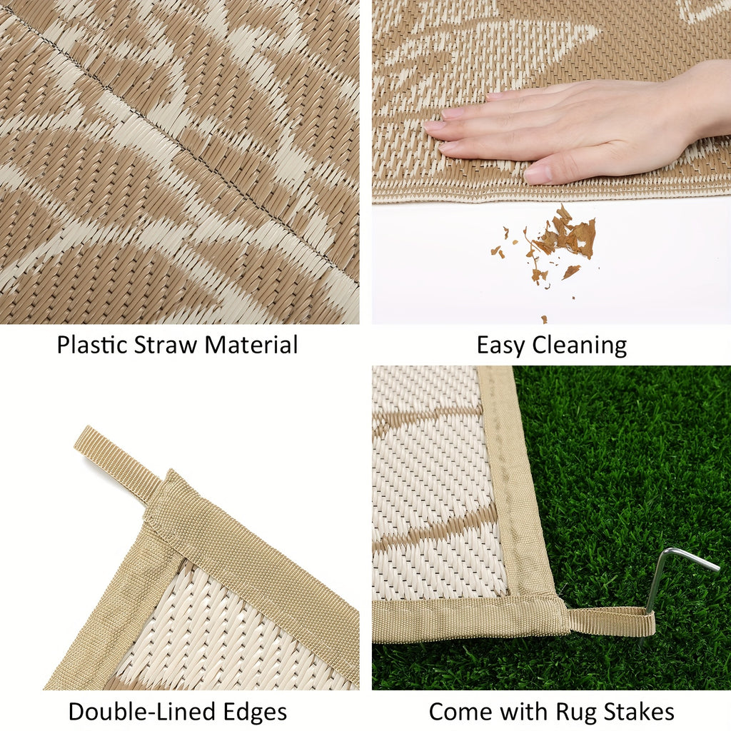 Outdoor Mat, Reversible Plastic Straw Patio Camping Mat, Indoor Outdoor RV Mat Mat for Deck, Camper, Porch, Balcony, Backyard, Picnic