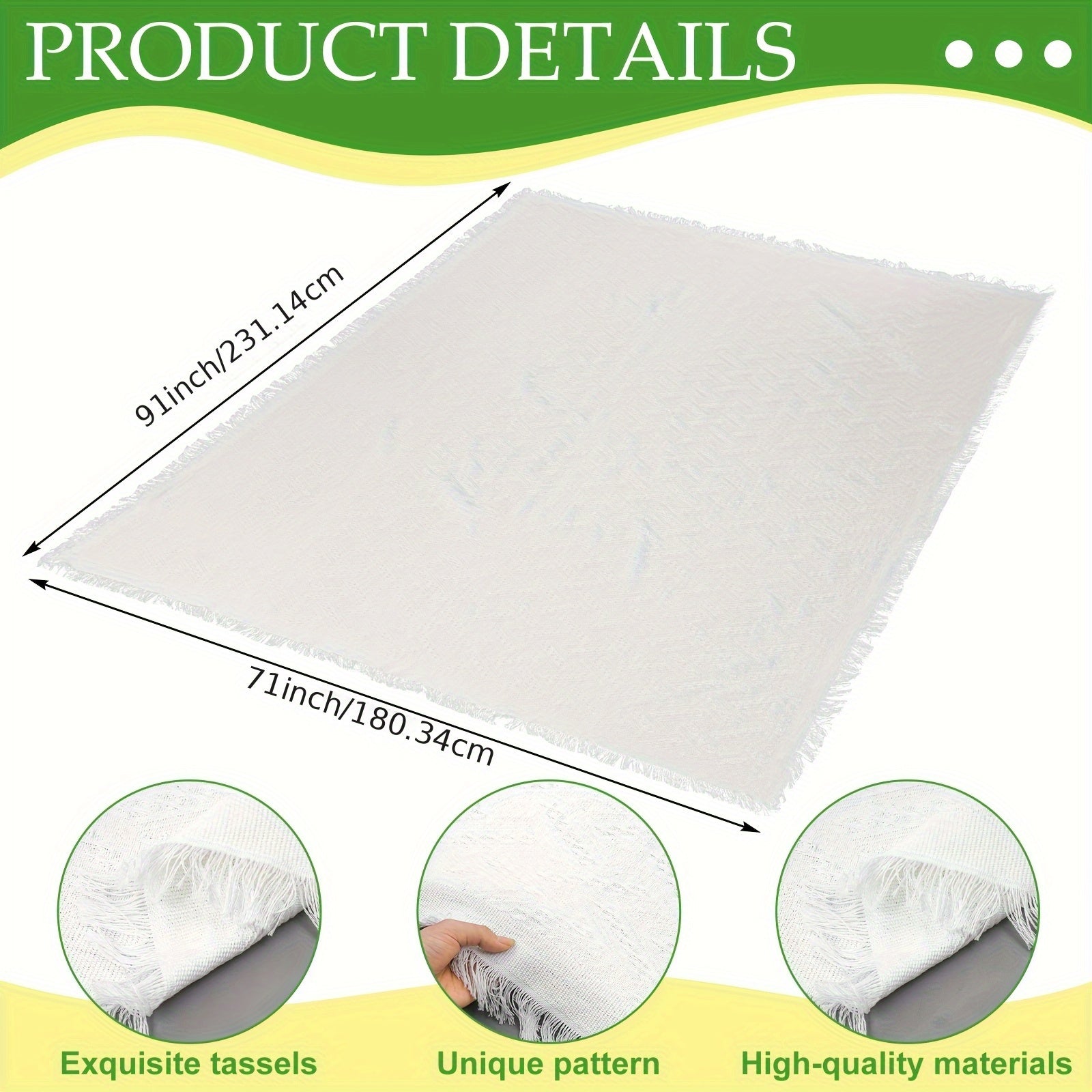 Extra Large Outdoor Picnic Blanket Measuring 91 by 71 Inches, Made from Woven Cotton Yarn. This Oversized Beach Blanket Features Fringe And a Bohemian Design, Is Machine Washable, Sandproof, And Portable Non-Food Direct Contact