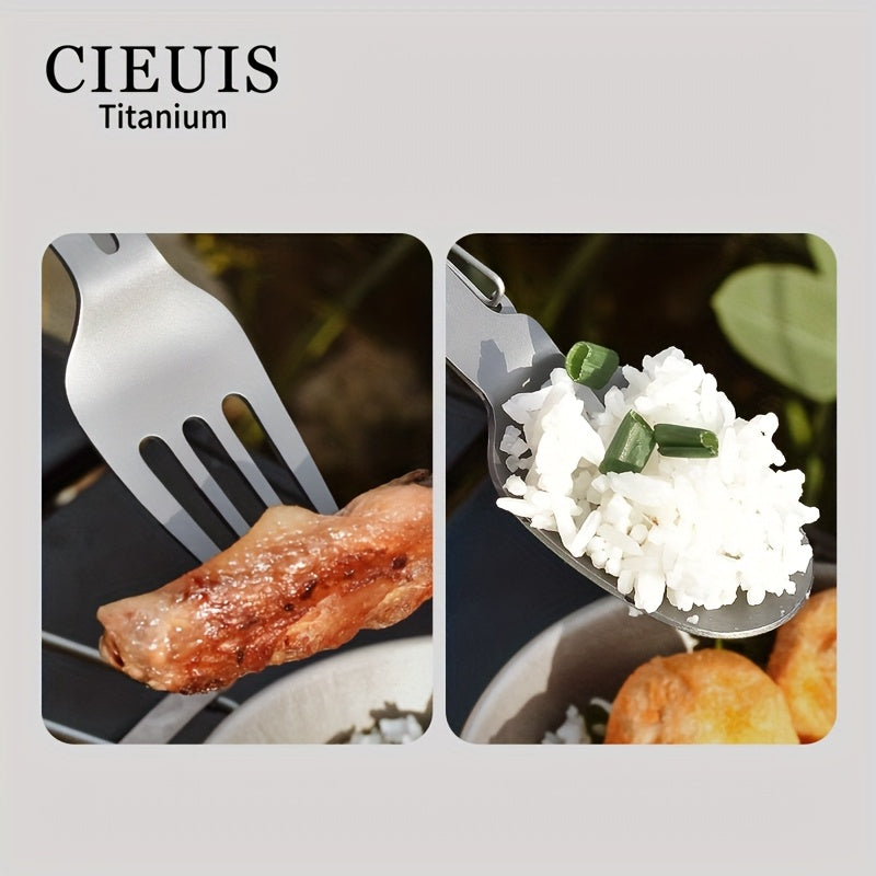 Pure Titanium Outdoor Tableware Camping Titanium Tableware Chopsticks and Spoon Snow Bowl Set Foldable Portable Travel Fork and Spoon