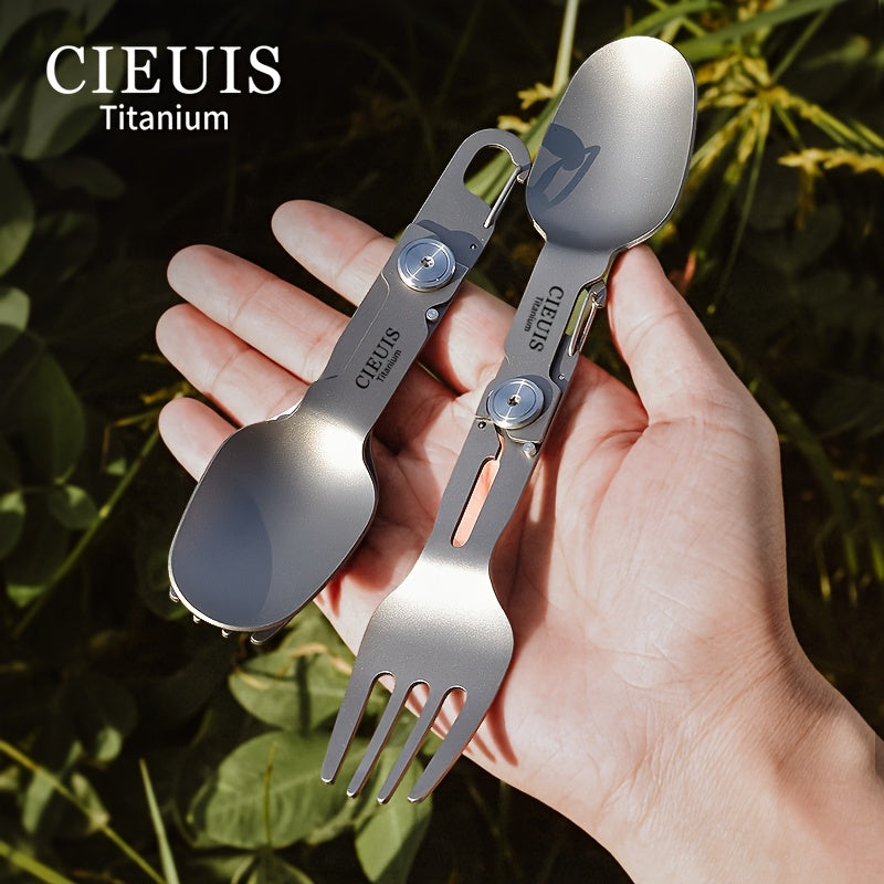 Pure Titanium Outdoor Tableware Camping Titanium Tableware Chopsticks and Spoon Snow Bowl Set Foldable Portable Travel Fork and Spoon