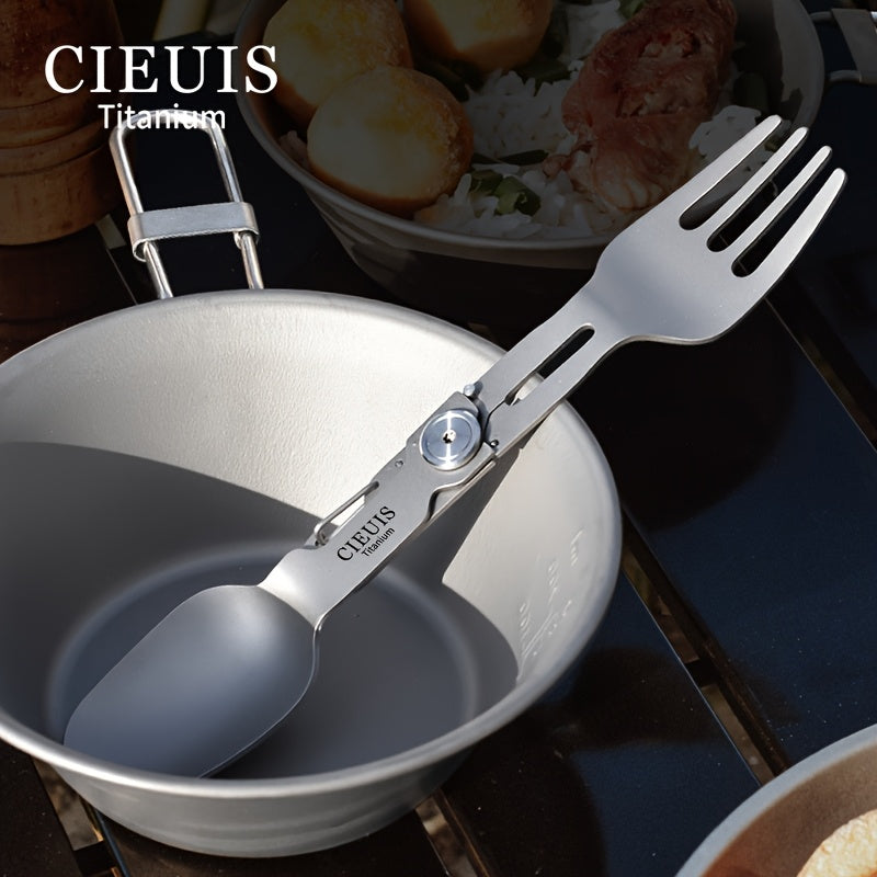 Pure Titanium Outdoor Tableware Camping Titanium Tableware Chopsticks and Spoon Snow Bowl Set Foldable Portable Travel Fork and Spoon