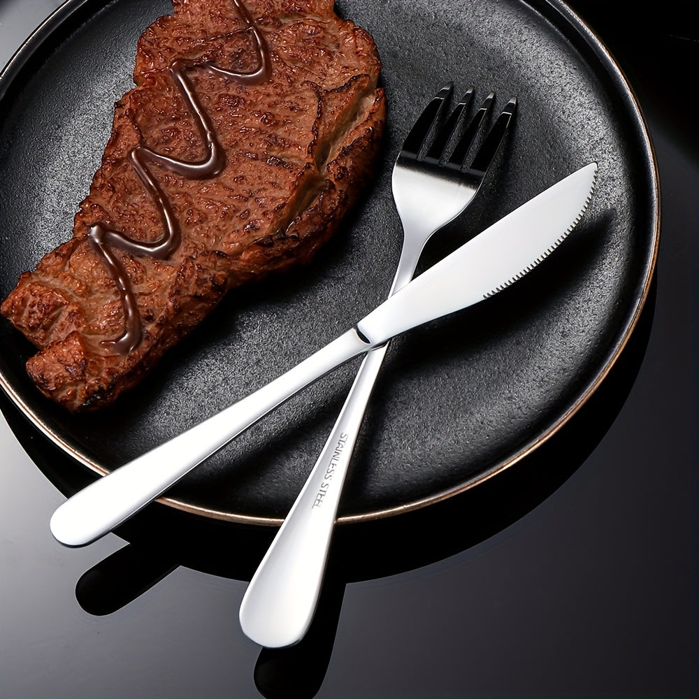 3pcs Elegant Stainless Steel Cutlery Set - Steak Knife, Fork, Spoon with Box - Rust-proof And Portable, Suitable for Barbecue, Camping, Indoor Use