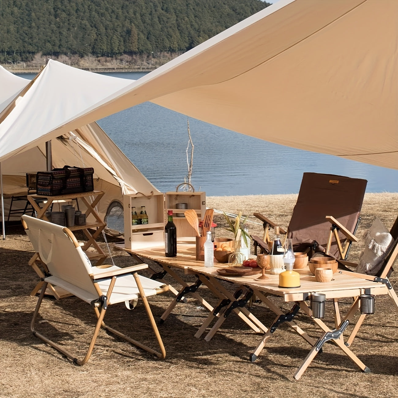 Outdoor Camping Foldable Table And Chairs 5pcs Set, Multifunctional Foldable Portable Tableware, 1 Dining Table And 4 Folding Chairs, Suitable for Indoor And Outdoor Use, Suitable for Exploration, Hiking, Mountaineering, Fishing, Backyard, Coffee