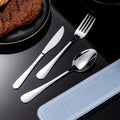 3pcs Elegant Stainless Steel Cutlery Set - Steak Knife, Fork, Spoon with Box - Rust-proof And Portable, Suitable for Barbecue, Camping, Indoor Use