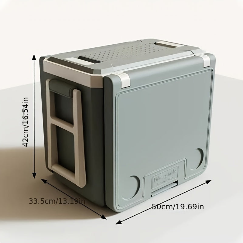 1pc 8.45gal Outdoor Cooler with Pulley Folding Table and 2pcs Folding Chairs