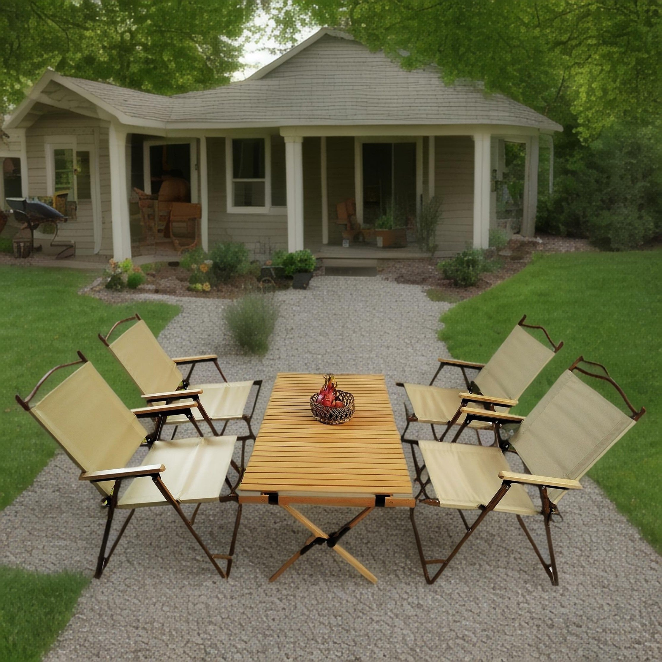 Outdoor Camping Foldable Table And Chairs 5pcs Set, Multifunctional Foldable Portable Tableware, 1 Dining Table And 4 Folding Chairs, Suitable for Indoor And Outdoor Use, Suitable for Exploration, Hiking, Mountaineering, Fishing, Backyard, Coffee