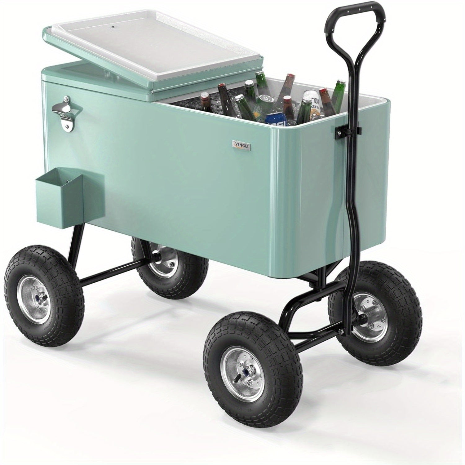 80QT Heavy-Duty Metal Wagon Cooler with Pull Handle & 10\