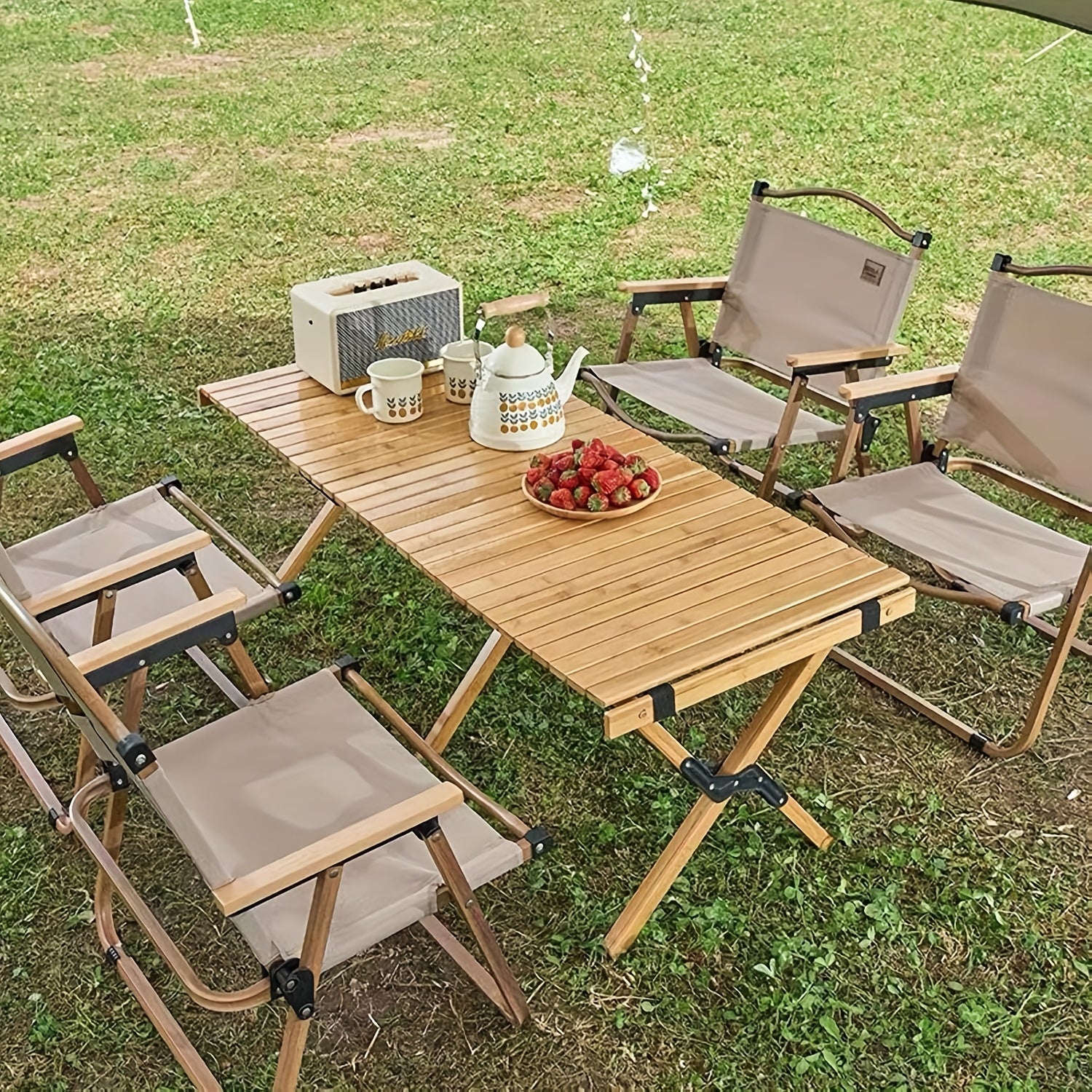 Outdoor Camping Foldable Table And Chairs 5pcs Set, Multifunctional Foldable Portable Tableware, 1 Dining Table And 4 Folding Chairs, Suitable for Indoor And Outdoor Use, Suitable for Exploration, Hiking, Mountaineering, Fishing, Backyard, Coffee