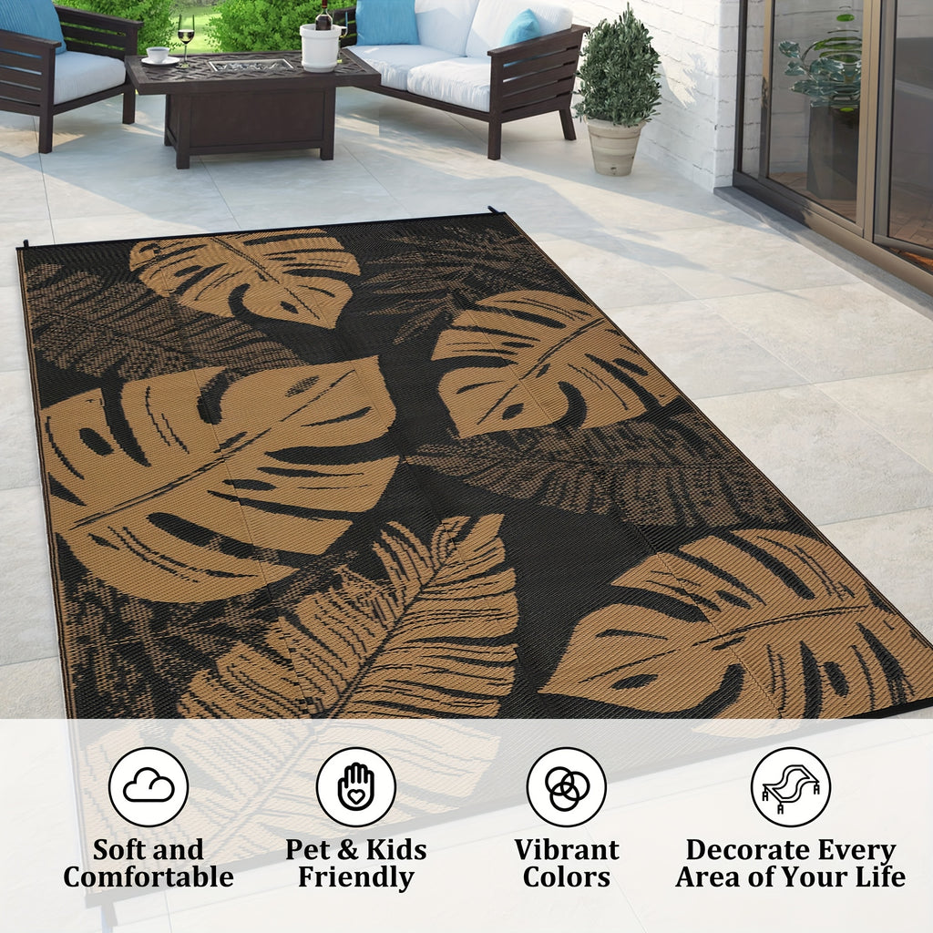 Washable Outdoor Modern Print Area Mat Easy to Clean Thin Bordered Floor Mat Throw Mat for Camping Patio RV Camping Beach Deck Picnic Backyard Camping