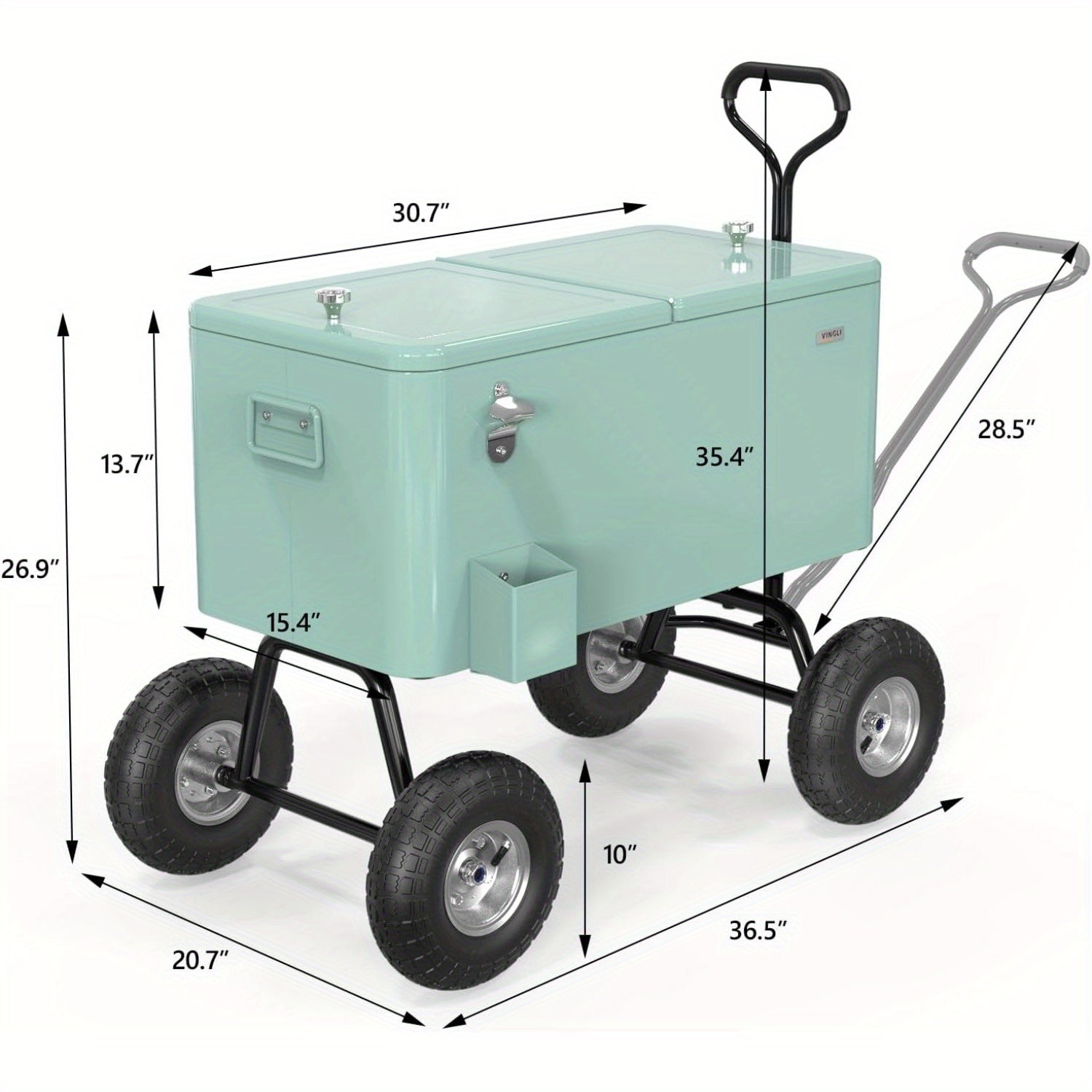 80QT Heavy-Duty Metal Wagon Cooler with Pull Handle & 10\