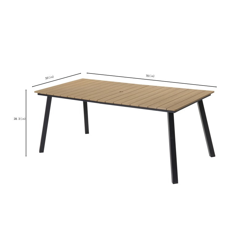 Outdoor Folding Dining Table for 4-6 Steel Frame with Umbrella Hole for Patio Garden Backyard Deck Poolside Yellow