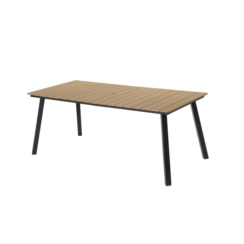 Outdoor Folding Dining Table for 4-6 Steel Frame with Umbrella Hole for Patio Garden Backyard Deck Poolside Yellow