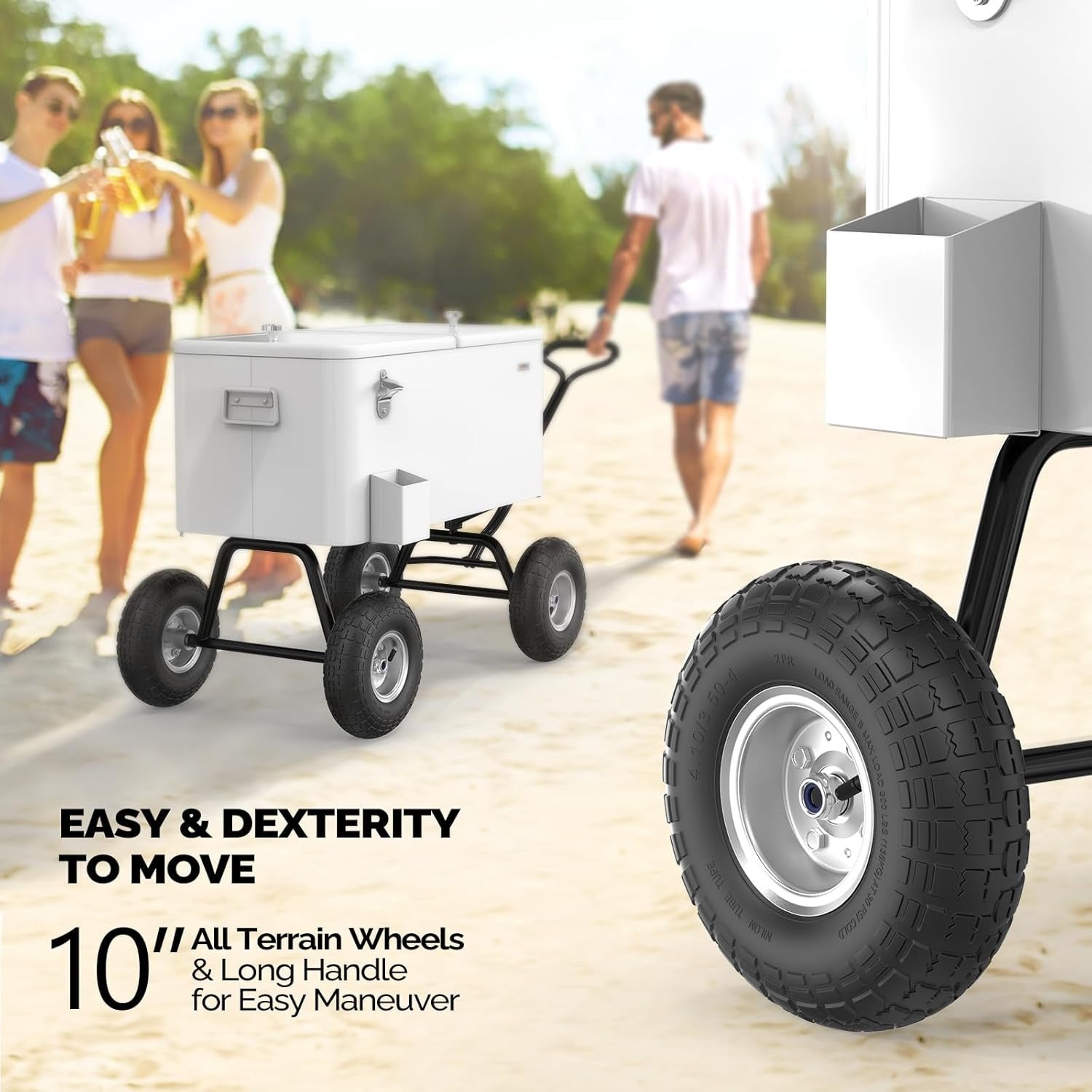 80QT Heavy-Duty Metal Wagon Cooler with Pull Handle & 10\