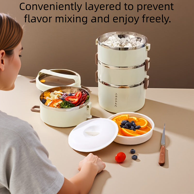 304 Stainless Steel Portable Multi-layer Insulated Lunch Box Lunch Box with Insulated Lunch Bag, Pp Food Box, Tableware, School Camping Work, Etc. Can Be Used