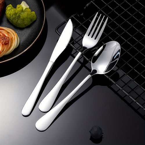 3pcs Elegant Stainless Steel Cutlery Set - Steak Knife, Fork, Spoon with Box - Rust-proof And Portable, Suitable for Barbecue, Camping, Indoor Use