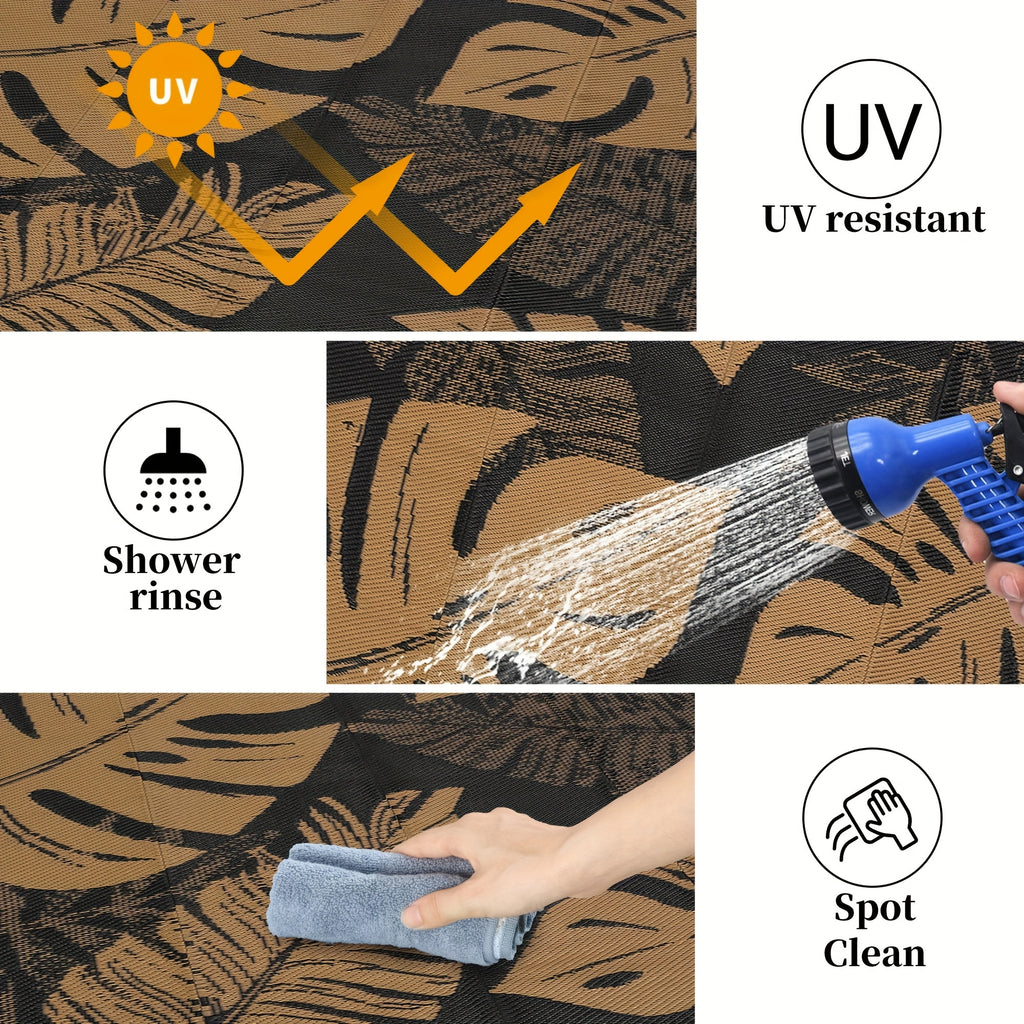 Washable Outdoor Modern Print Area Mat Easy to Clean Thin Bordered Floor Mat Throw Mat for Camping Patio RV Camping Beach Deck Picnic Backyard Camping