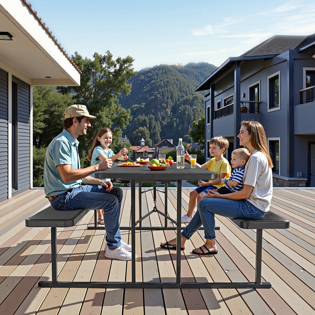 VEVOR Picnic Table Foldable Steel Camping Table Chair Garden Indoor Outdoor